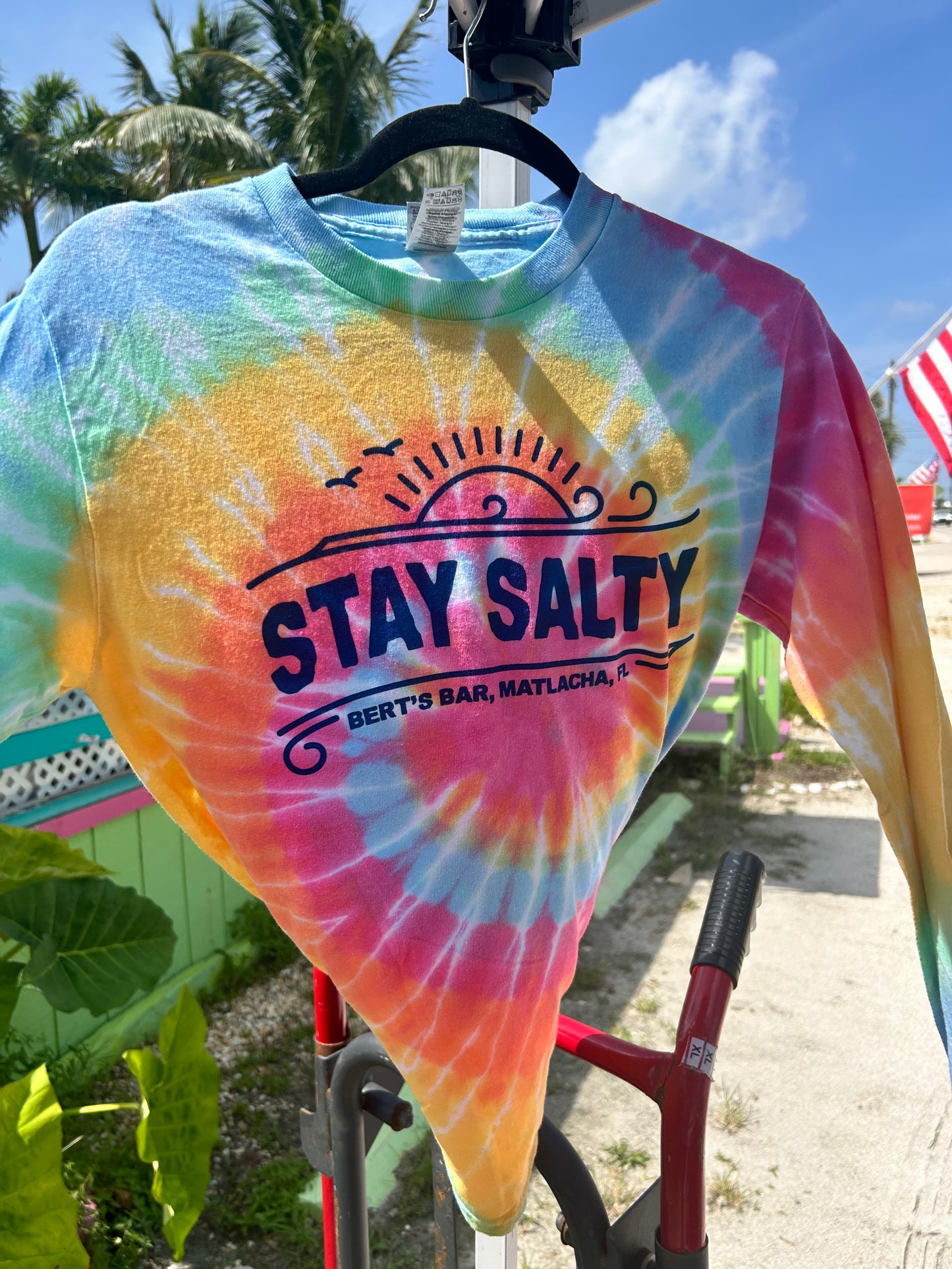 Bert’s Bar Stay Salty Beach Tie Dye Long Sleeve Tee: L