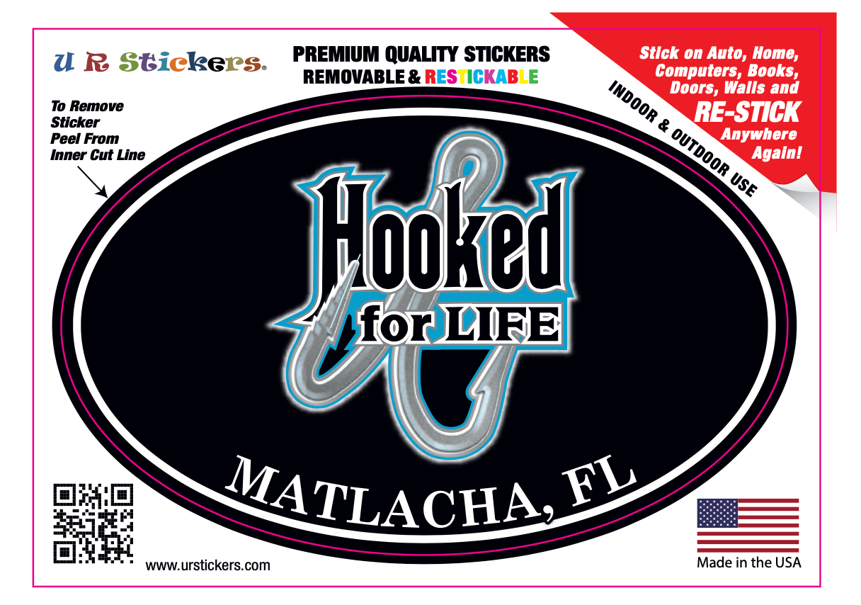 HOOKED FOR LIFE VINYL STICKER