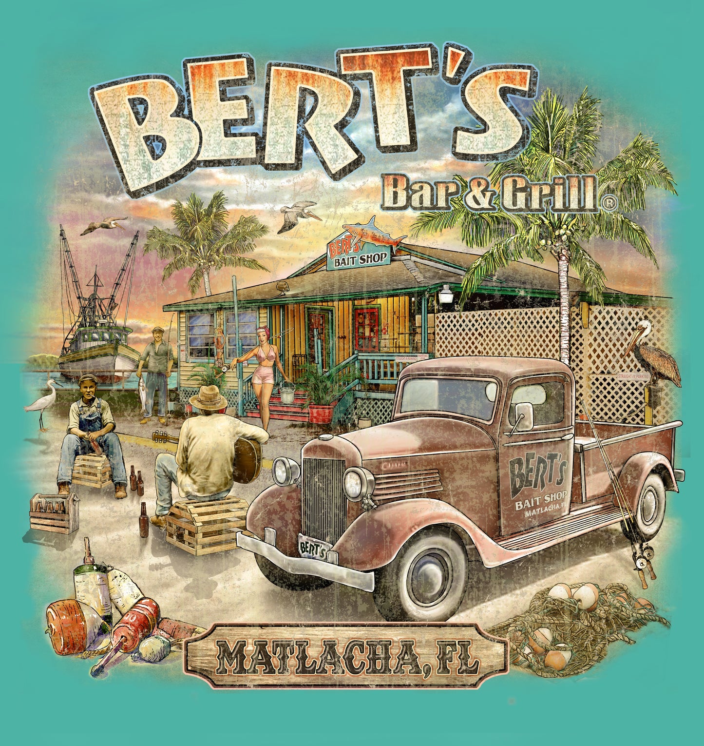 Bert's Bait Shop Pre-shrunk T-Shirt