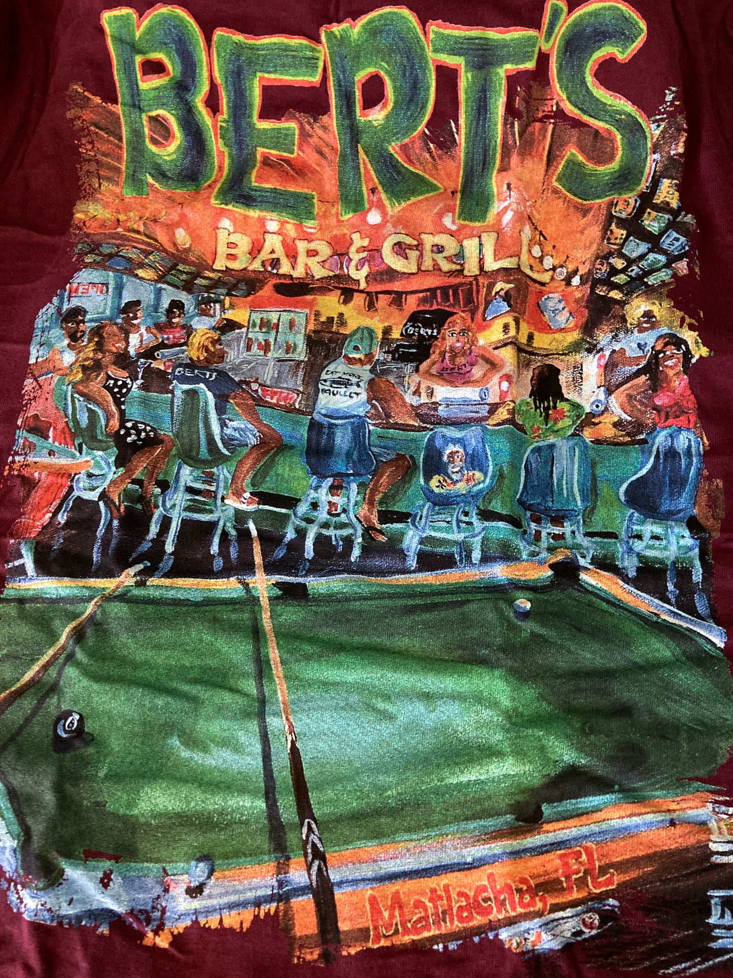 Bert's Pool Table T-shirt Heavy Cotton Unisex (Mel Meo's Design)