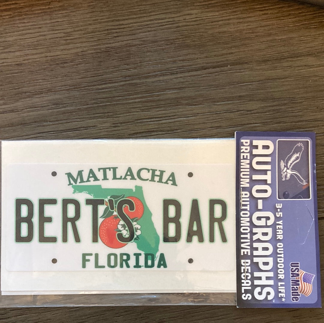 Bert's Bar License Auto-Graphs Auto Decal (5 1/2" long)