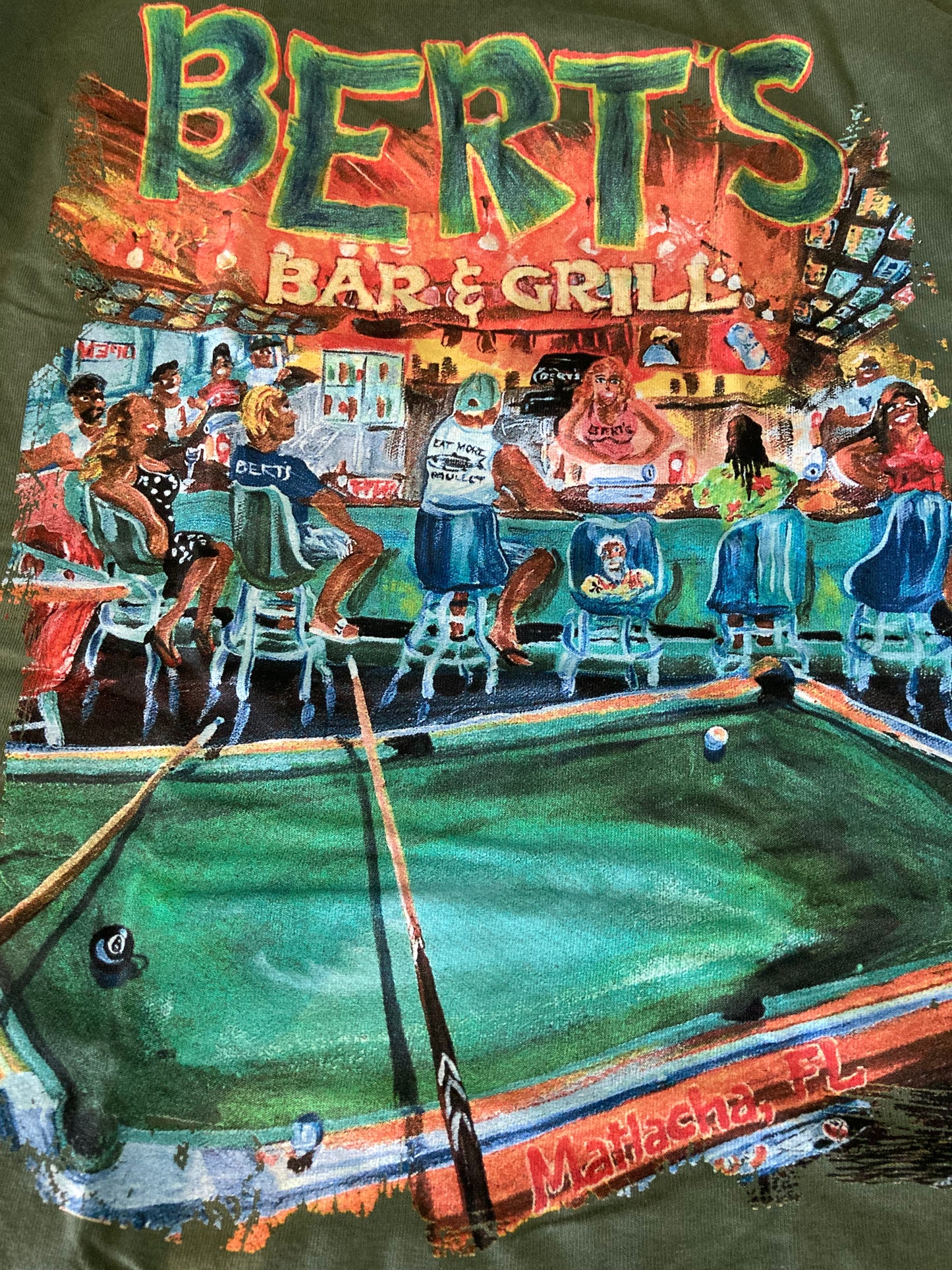 Bert's Pool Table T-shirt Heavy Cotton Unisex (Mel Meo's Design)