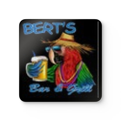 Cork 4 piece Coaster Set — 'Bert's Bar & Grill' Tropical Parrot Drink Coasters (Ship only)