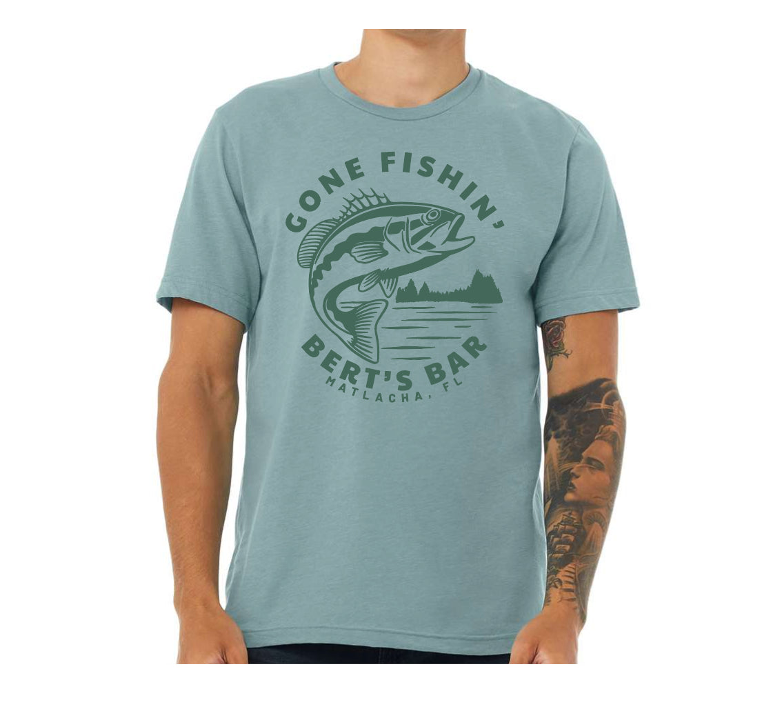 Bass - Gone Fishing - Men's Word Art T-Shirt