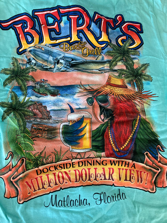 Berts Refugee Parrot T-shirt - Unisex (Men's Teal)